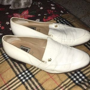 Dior Ivory Leather Loafers with Gold Accents
